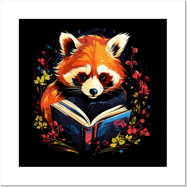 Red Panda Reads Book Wall Art by JH Mart